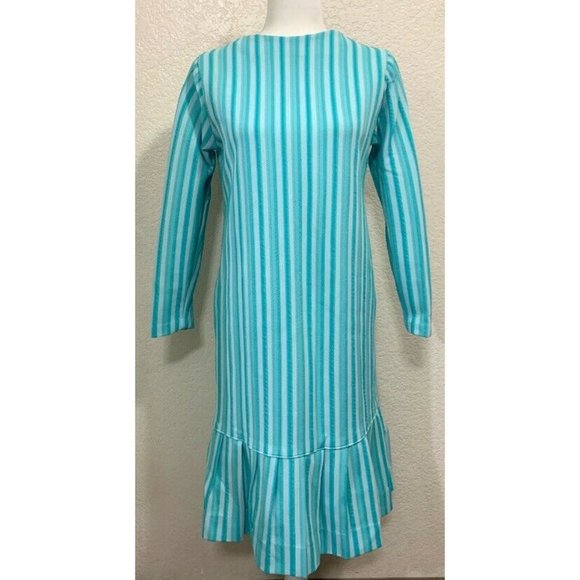 Vintage Dresses & Skirts - Handmade Vintage 80s Blue Long Sleeve Dress